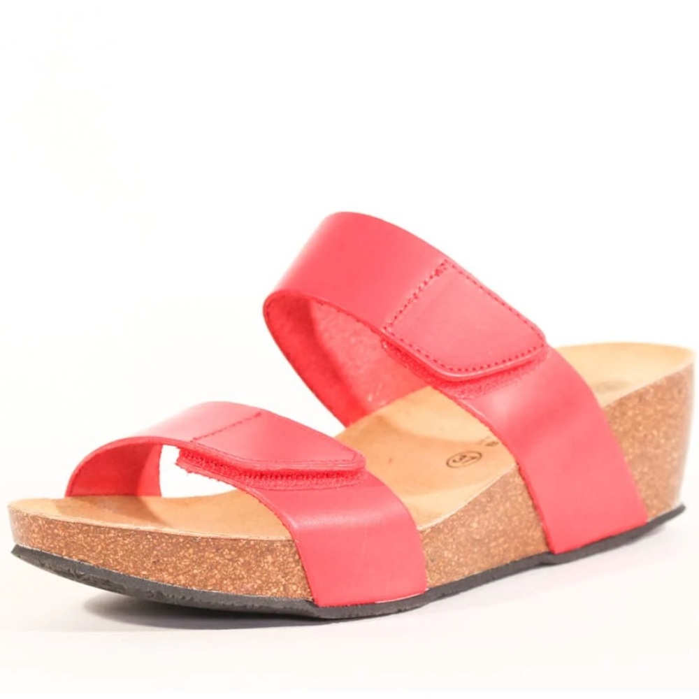 Eric Michael Red Cork Wedge Sandals
